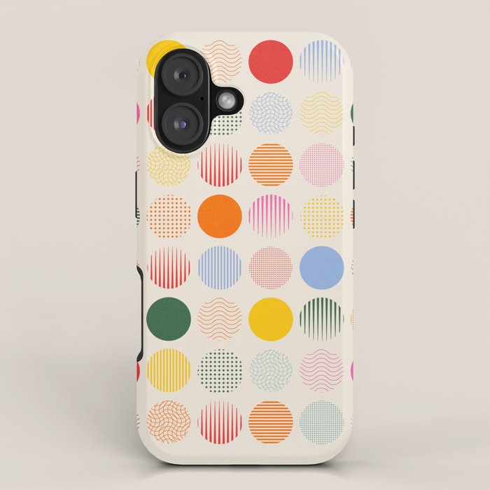 Retro Geometric Circles: Peach Bauhaus Edition iPhone Case Gallery Image 1