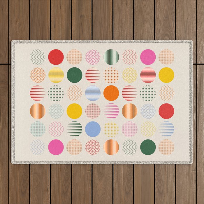 Retro Geometric Circles: Peach Bauhaus Edition Outdoor Rug Gallery Image 1
