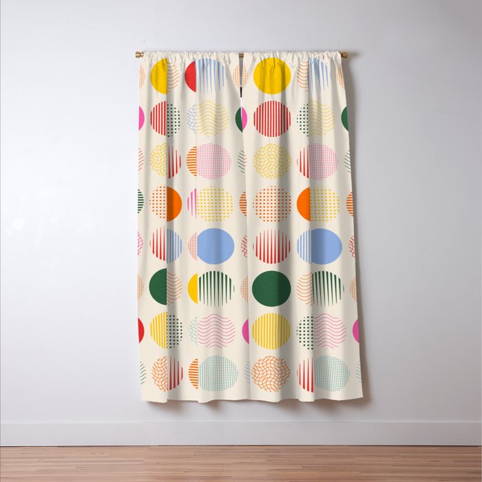 Retro Geometric Circles: Peach Bauhaus Edition Window Curtain Gallery Image 3