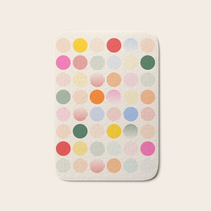 Retro Geometric Circles: Peach Bauhaus Edition Bath Mat Gallery Image 1