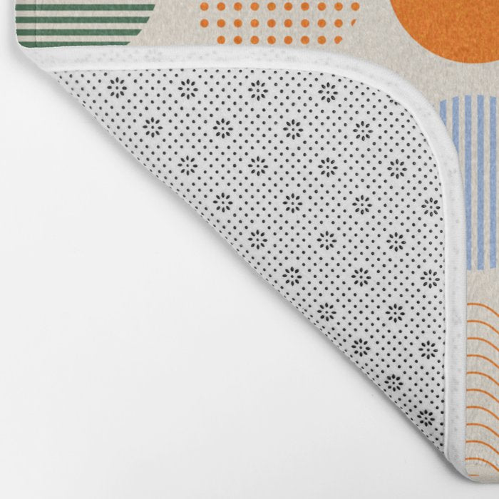 Retro Geometric Circles: Peach Bauhaus Edition Bath Mat Gallery Image 2