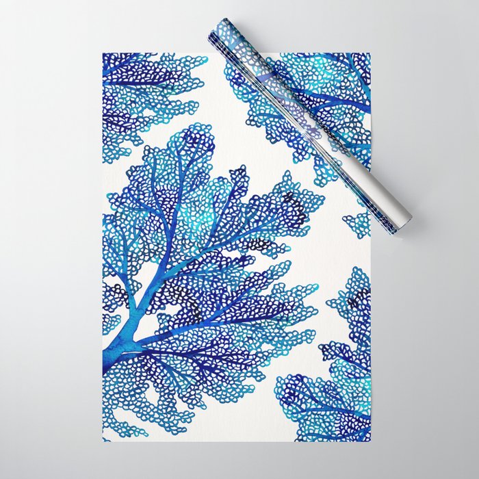 Sea Fan Coral - Blue OmbrÃ© Wrapping Paper Gallery Image 1