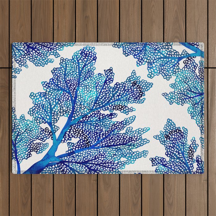Sea Fan Coral - Blue OmbrÃ© Outdoor Rug Gallery Image 1