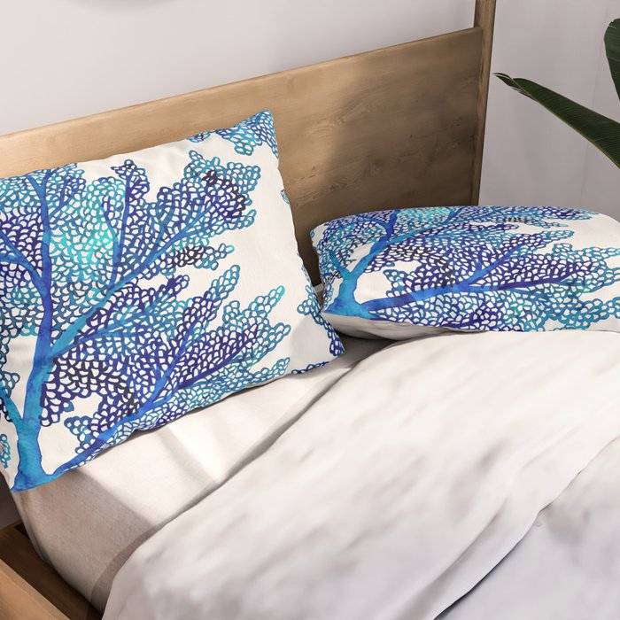 Sea Fan Coral - Blue OmbrÃ© Pillow Sham Gallery Image 2