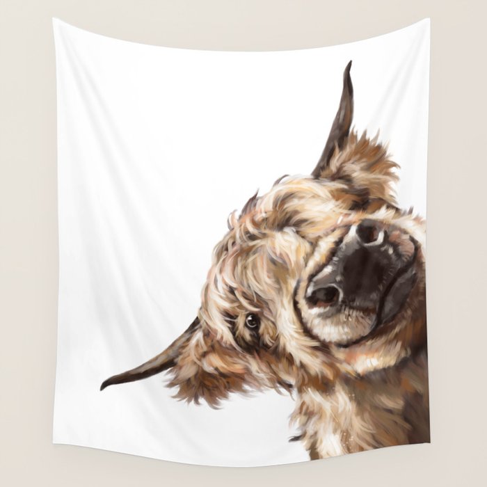 Sneaky Highland Cow Wall Tapestry Gallery Image 4