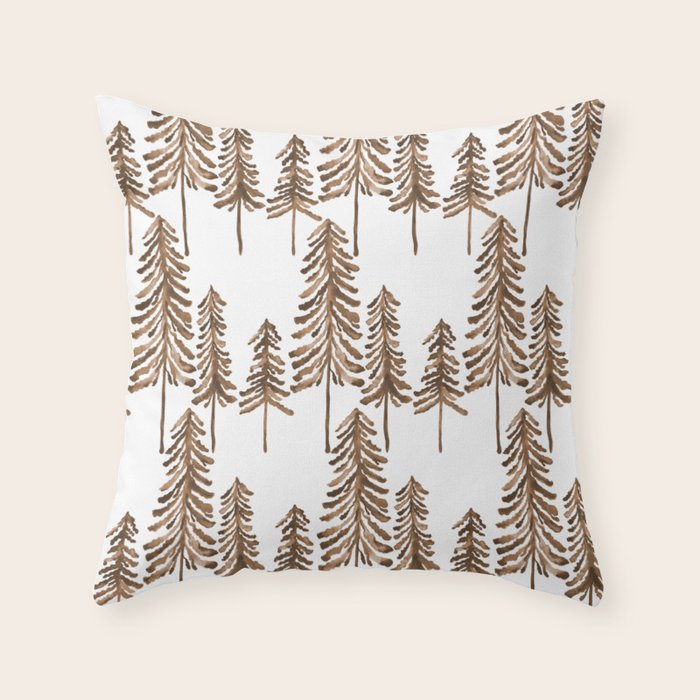 Pine Trees - Sepia Palette Throw Pillow Gallery Image 6