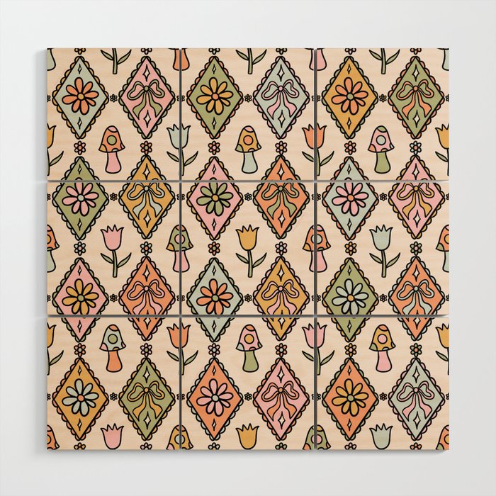 Spring Diamond Print Wood Wall Art Gallery Image 1