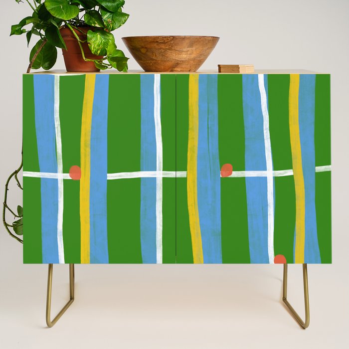 Green Plaid Credenza Gallery Image 1