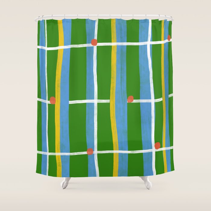 Green Plaid Shower Curtain Gallery Image 1