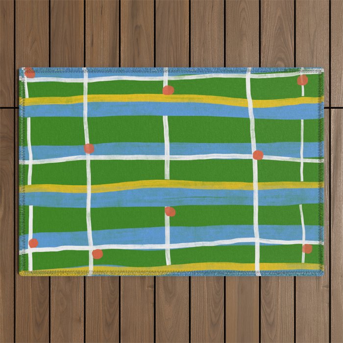 Green Plaid Outdoor Rug Gallery Image 1