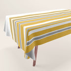 Perfectly Mustard Striped Color Block with White and Gray Tablecloth Gallery Image 1
