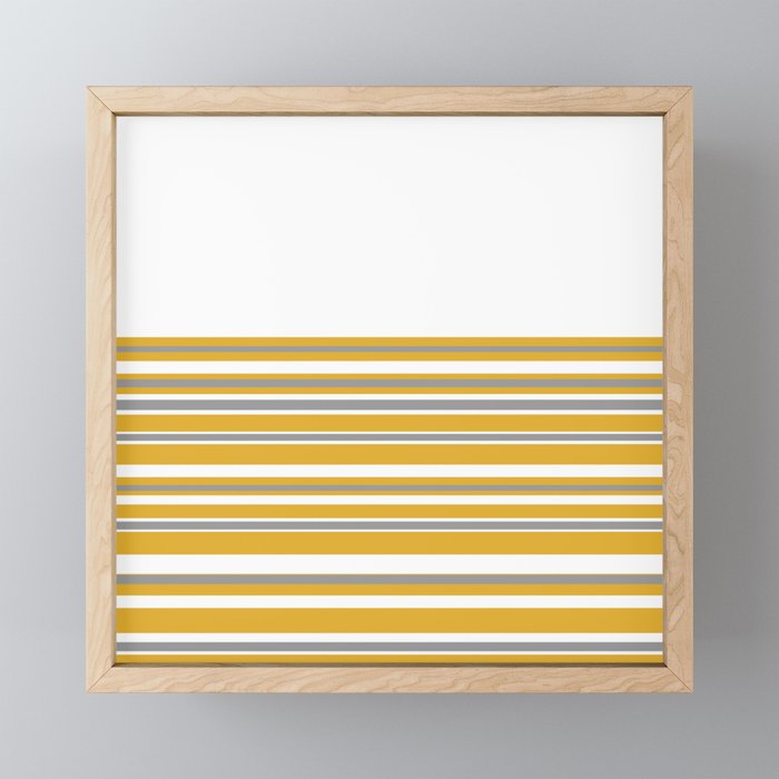 Perfectly Mustard Striped Color Block with White and Gray Mini Art Print Gallery Image 1