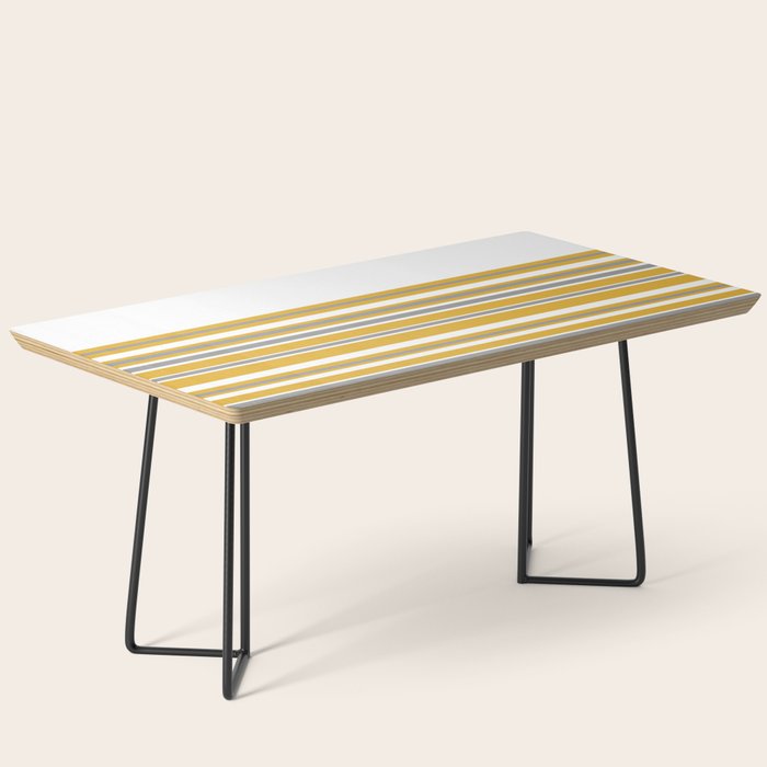 Perfectly Mustard Striped Color Block with White and Gray Coffee Table Gallery Image 1