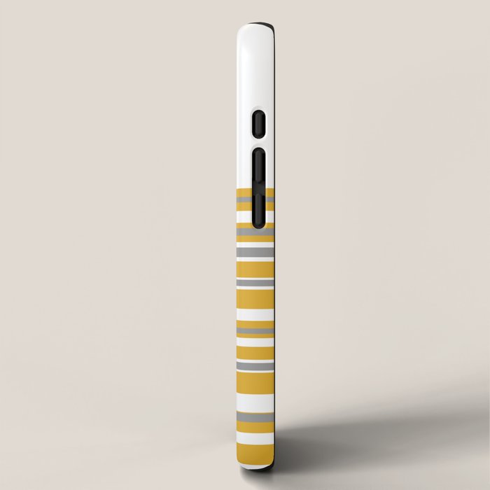 Perfectly Mustard Striped Color Block with White and Gray iPhone Case Gallery Image 2