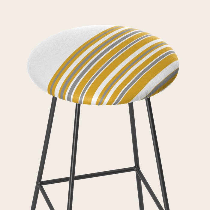 Perfectly Mustard Striped Color Block with White and Gray Stool Gallery Image 2