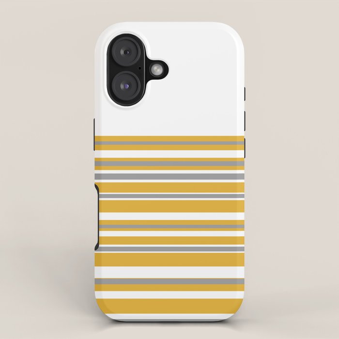 Perfectly Mustard Striped Color Block with White and Gray iPhone Case Gallery Image 1