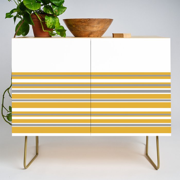 Perfectly Mustard Striped Color Block with White and Gray Credenza Gallery Image 1