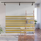 Perfectly Mustard Striped Color Block with White and Gray Wall Mural Gallery Image 1