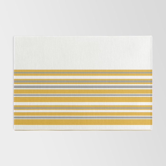 Perfectly Mustard Striped Color Block with White and Gray Rug Gallery Image 2