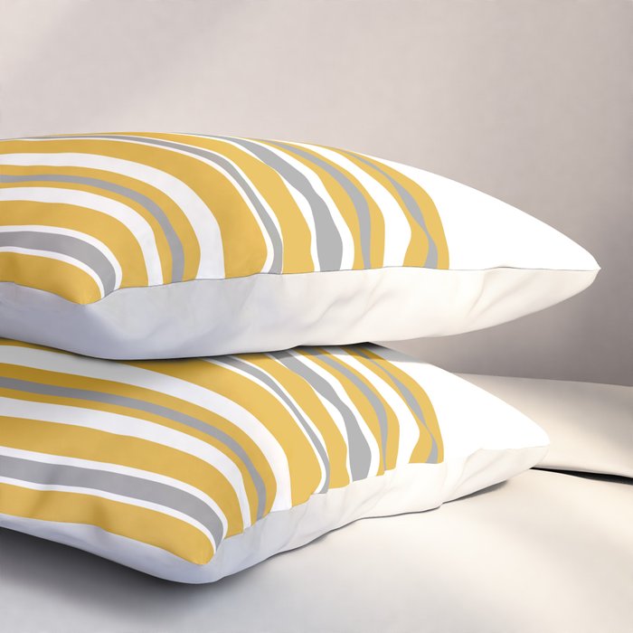 Perfectly Mustard Striped Color Block with White and Gray Pillow Sham Gallery Image 3