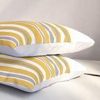 Perfectly Mustard Striped Color Block with White and Gray Pillow Sham Gallery Image 3
