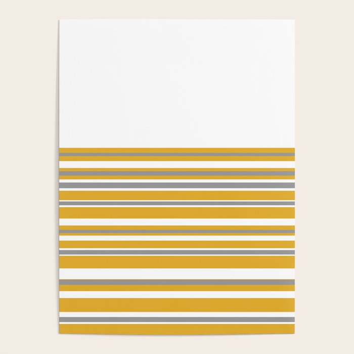 Perfectly Mustard Striped Color Block with White and Gray Poster Gallery Image 1