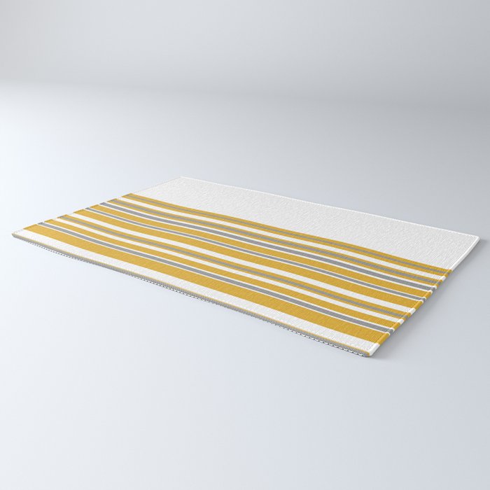 Perfectly Mustard Striped Color Block with White and Gray Rug Gallery Image 3