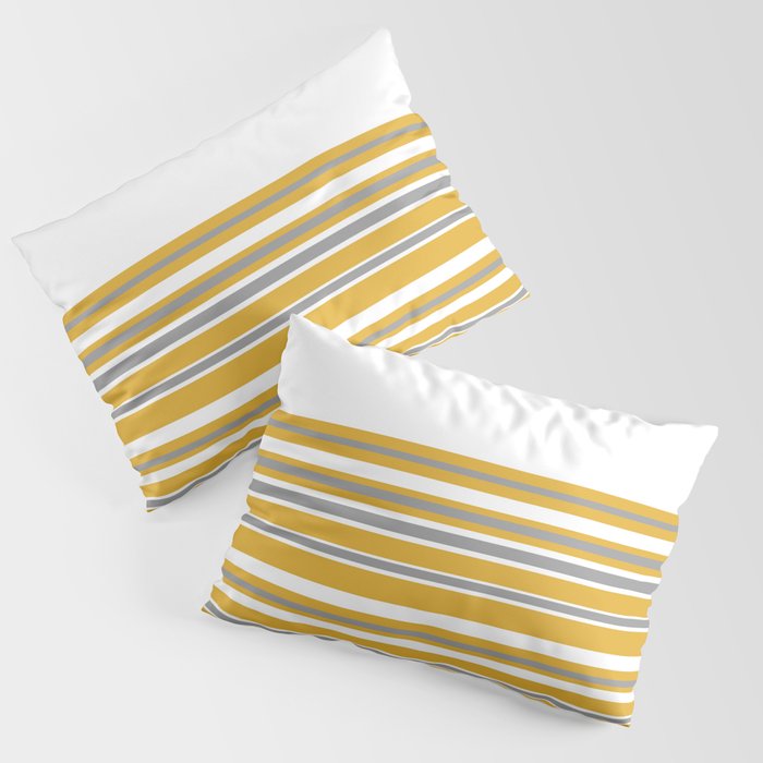 Perfectly Mustard Striped Color Block with White and Gray Pillow Sham Gallery Image 1