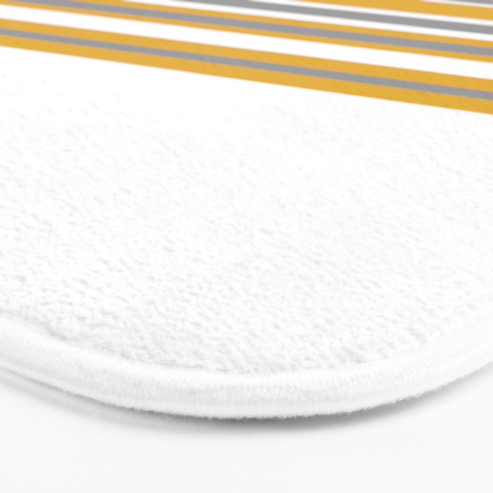 Perfectly Mustard Striped Color Block with White and Gray Bath Mat Gallery Image 3