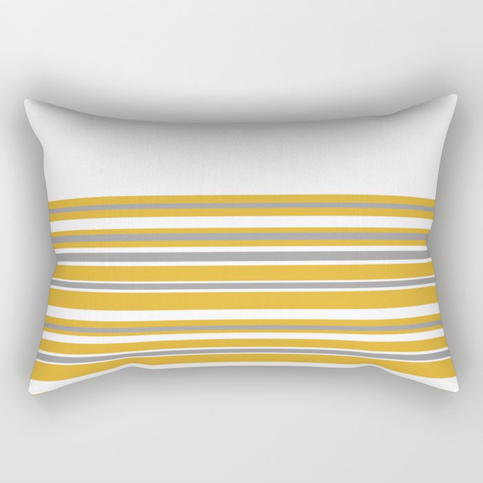 Perfectly Mustard Striped Color Block with White and Gray Rectangular Pillow Gallery Image 2
