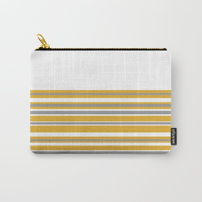 Perfectly Mustard Striped Color Block with White and Gray Carry All Pouch Gallery Image 1
