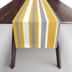 Perfectly Mustard Striped Color Block with White and Gray Table Runner Gallery Image 1