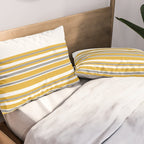 Perfectly Mustard Striped Color Block with White and Gray Pillow Sham Gallery Image 2