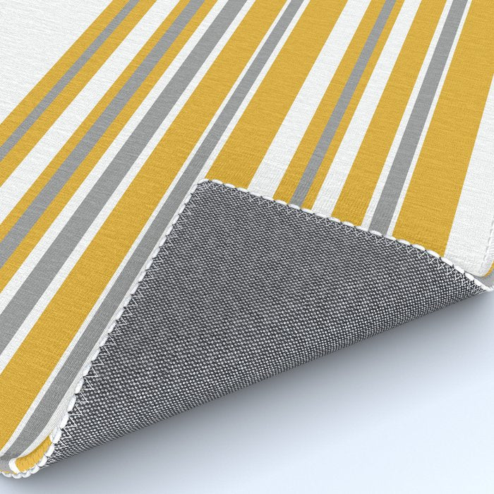 Perfectly Mustard Striped Color Block with White and Gray Rug Gallery Image 4