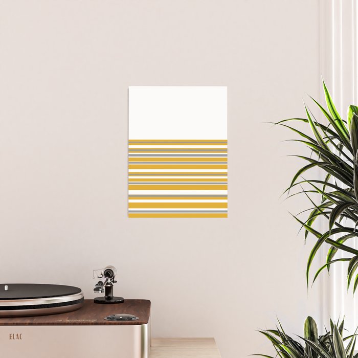 Perfectly Mustard Striped Color Block with White and Gray Poster Gallery Image 2