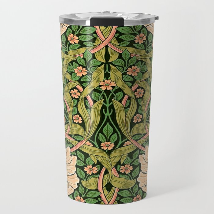 William Morris Pimpernel, green, William Morris floral design  Travel Mug Gallery Image 1