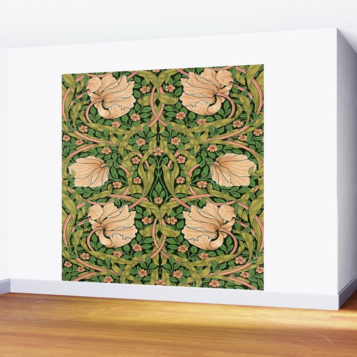 William Morris Pimpernel, green, William Morris floral design  Wall Mural Gallery Image 2