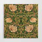 William Morris Pimpernel, green, William Morris floral design  Wood Wall Art Gallery Image 1
