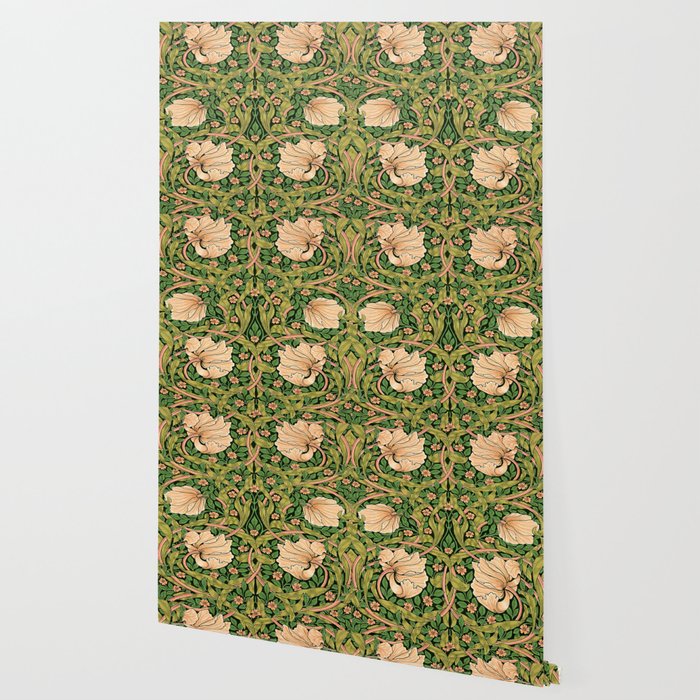 William Morris Pimpernel, green, William Morris floral design  Wallpaper Gallery Image 2
