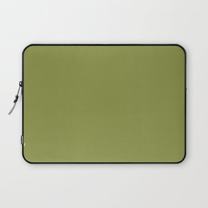 Olive Green Solid Color Laptop Sleeve Gallery Image 1