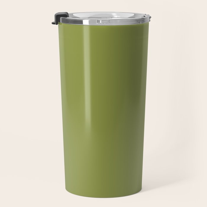 Olive Green Solid Color Travel Mug Gallery Image 3