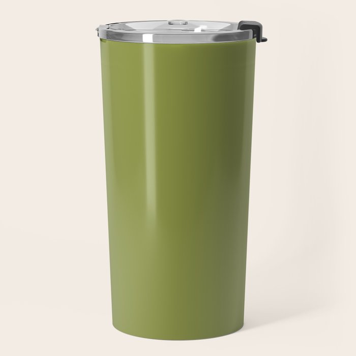 Olive Green Solid Color Travel Mug Gallery Image 2