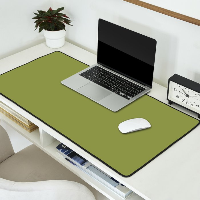 Olive Green Solid Color Desk Mat Gallery Image 2