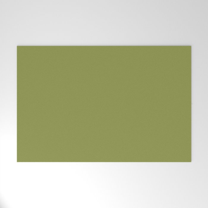 Olive Green Solid Color Welcome Mat Gallery Image 1