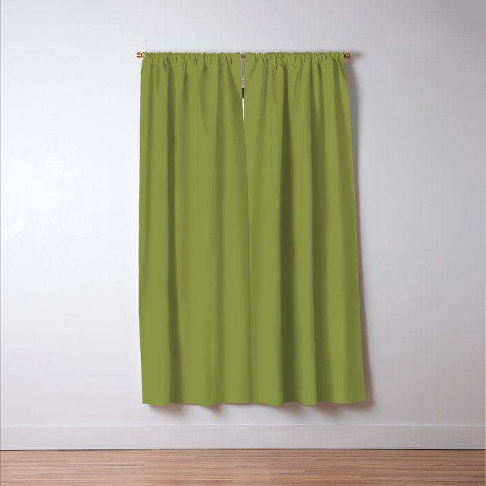 Olive Green Solid Color Window Curtain Gallery Image 3