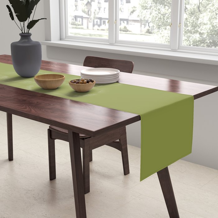 Olive Green Solid Color Table Runner Gallery Image 2