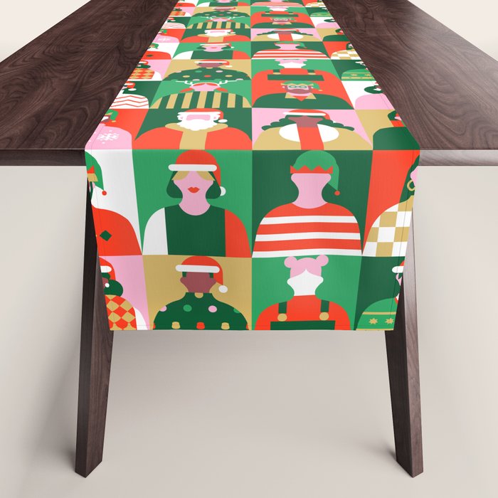 Diverse festive christmas people pattern Table Runner Gallery Image 1