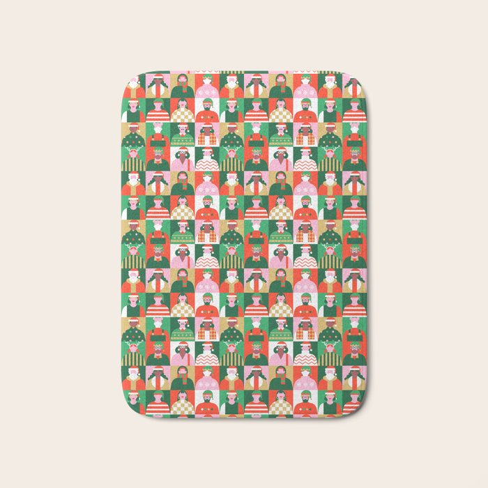 Diverse festive christmas people pattern Bath Mat Gallery Image 1