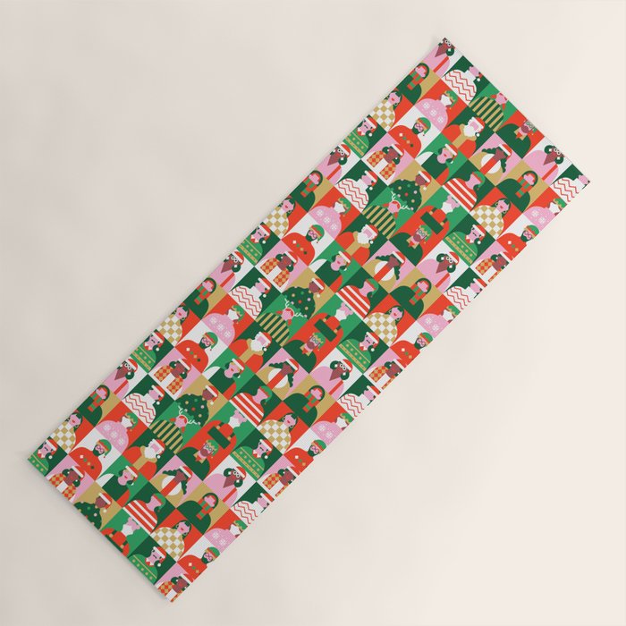 Diverse festive christmas people pattern Yoga Mat Gallery Image 1