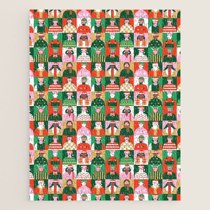 Diverse festive christmas people pattern Jigsaw Puzzle Gallery Image 1